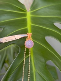 Image 2 of Gold Lavender Amethyst Sphere Crystal Necklace