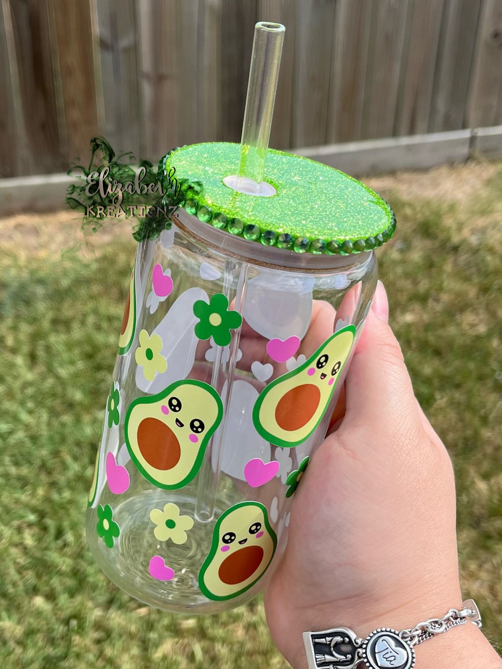 Cute Avocado Glass Cup