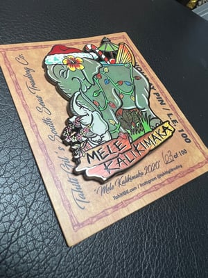 Image of 3” “Mele Kalikimaka” Holiday Tiki Mug Enamel Pin LE 100