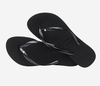 Image 3 of Havaianas Slim Crystal SW II Flip-Flops- Black