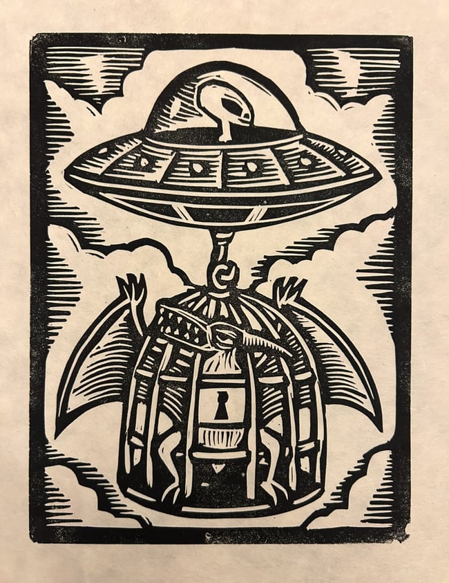 Aliens And Dinosaurs Block Print Set