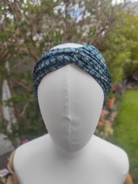 Image 2 of Boho turban Head Band- sari fabric -peacock