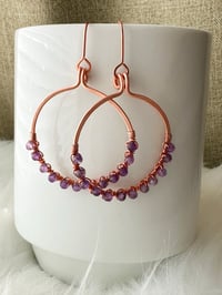 Image 2 of Amethyst (Copper) Hoop Earrings