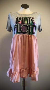 Upcycled “Pink Floyd/Barbiecore” t-shirt babydoll dress