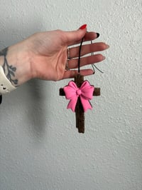 Image 1 of {Heavenly Grace Scented} Pink Bow Cross Freshie
