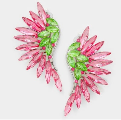 Image of Pink & Green Wing Earrings 