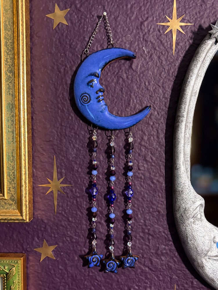 Image of Beaded Moon Wall Hanging #2