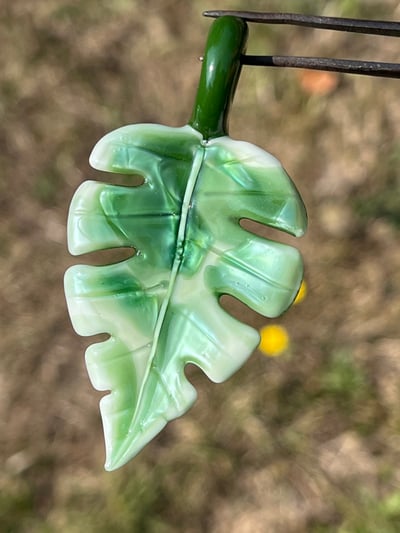 Image of Varigated Monstera Leaf Pendant 7