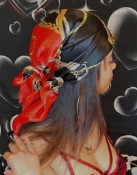 Image 3 of Black & Red Silk Head Scarf