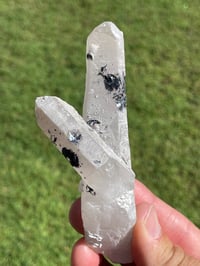 Image 2 of Mongolian Quartz with Calcite and Hematite Flowers #1799