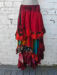 Image 4 of Wanderlust maxi tiered skirt/ Bandeau Dress Red skies 