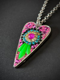 Image 2 of Heart Necklace - Pink/Black/Green 