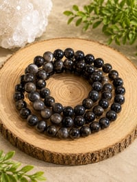 Image 1 of Silver Sheen Obsidian 8mm Bracelet 