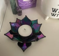 Image 4 of Stained Glass Black Iridescent Candle Holder