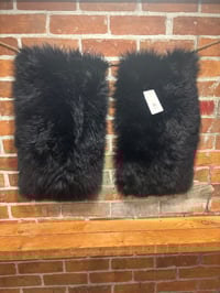 Image 1 of Sheepskin BLACK Wool Leather Shearling Pieces in Rectangle Natural Shapes