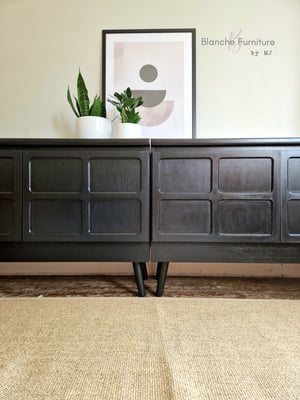 Image of Extra Long Nathan Sideboard in Black on Black wooden tapered legs