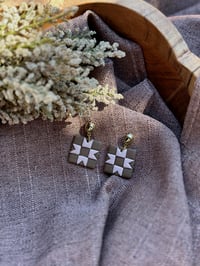 Image 2 of Quilt Earrings (brown) 