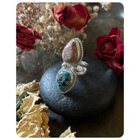 Image 1 of The Irkala Ring - Old Stock US Tuquoise Mexican Cantera Opal and Sterling Silver 