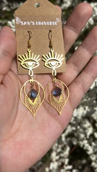 Image 1 of Blue Goddess Third Eye Earrings 👁✨🌀