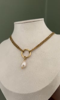 Image 2 of Gold Pearl Morgan Necklace 