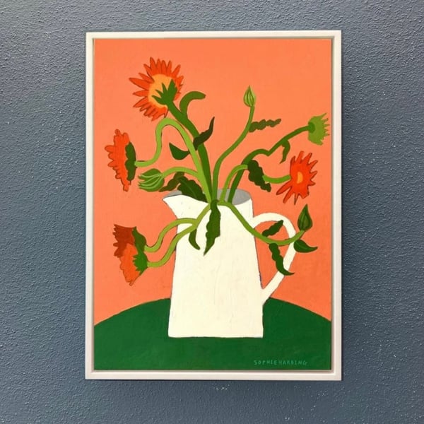 Image of Marigolds in a White Jug