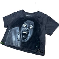 Image 3 of “EXORCIST” Custom Hand Painted  Crop Top SMALL