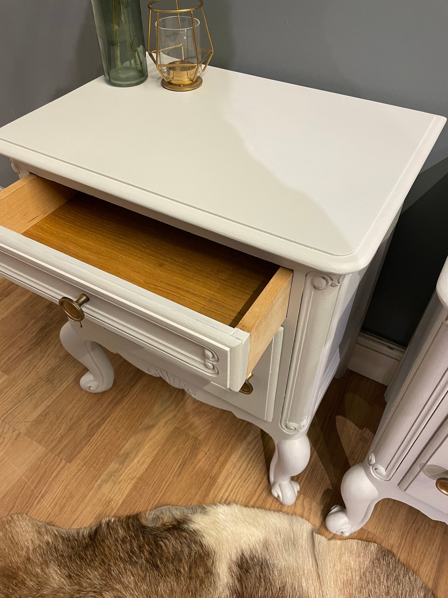 Image of French oak white bedside tables