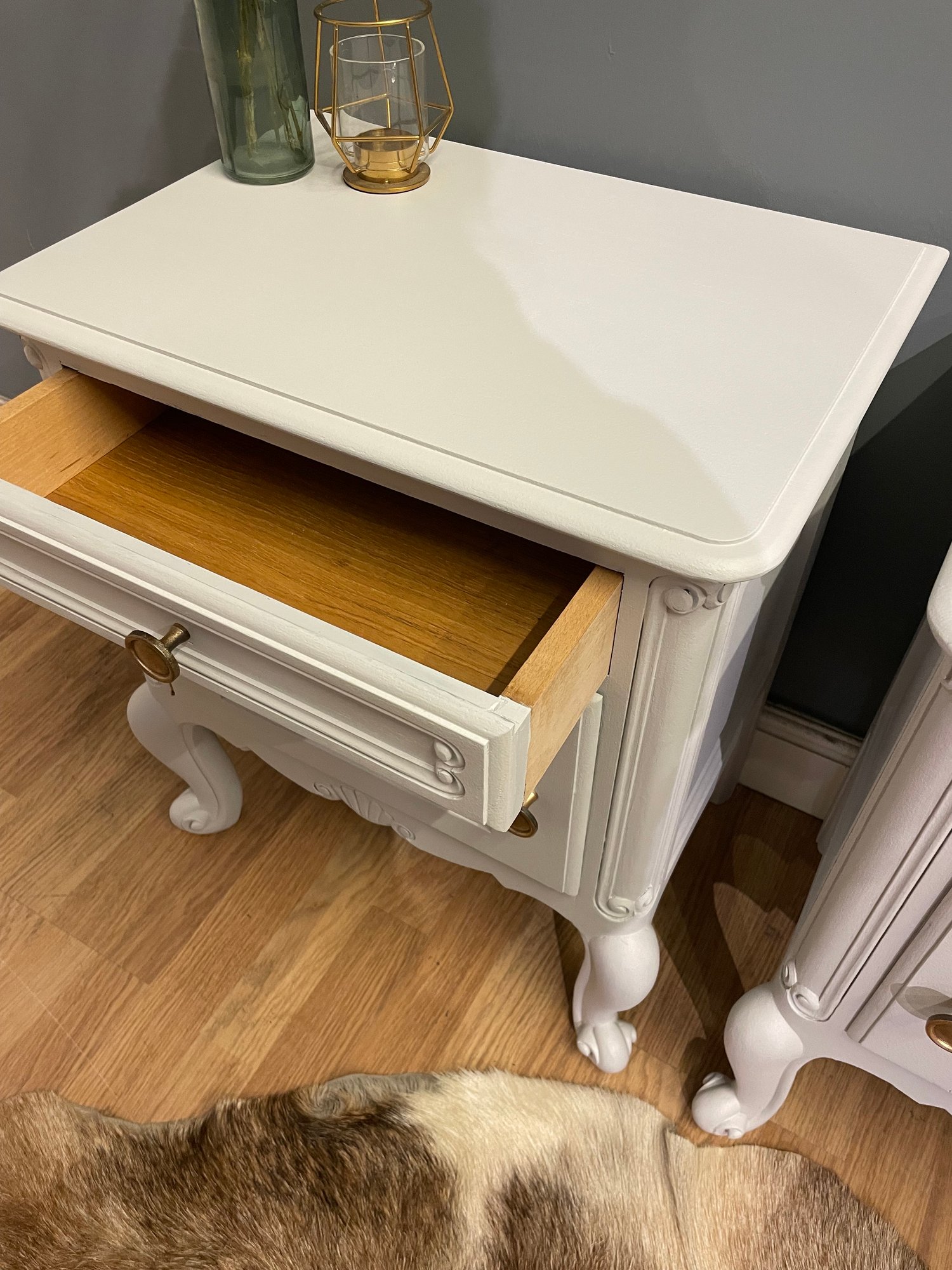 Image of French oak white bedside tables 