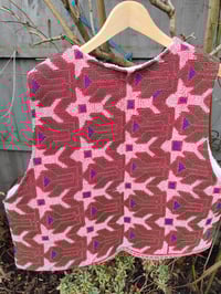 Image 9 of Woodstock Reversible Gilet - Vintage kantha fabric and white teddy fur