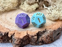 Image 3 of Hope and Fear Duality Dice | Handmade Pair of D12 Dice Blue and Purple