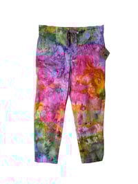 Image 4 of ♻️ UPCYCLED Ladies 6 (Small) Canvas Pants in Euphoria Watercolor Ice Dye