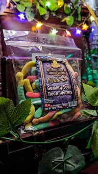 Image 1 of 👑The Armored Kingdom Sour Neon Gummy Worms Candy 🪱🍬