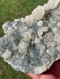 Image 11 of Green Fluorite On Druzy Quartz With UV Dog Tooth Calcite #1965