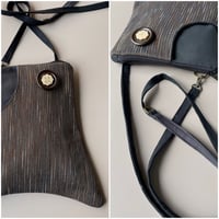 Image 1 of Large Zippertop Dark Chocolate and Black Canvas Bag