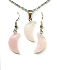 Image 1 of Rose Quartz Moon Jewelry Set