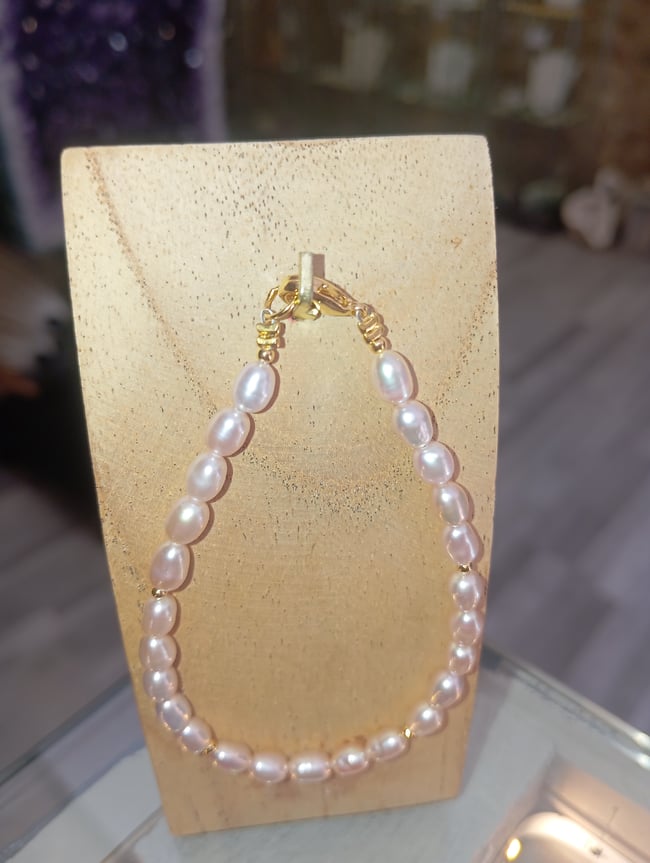 Bracelet perles roses