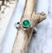 Image 1 of Handmade Sterling Silver Green Onyx Stamped Dainty Ring