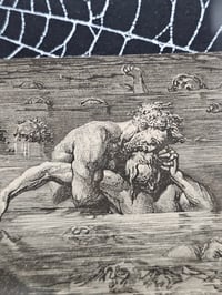 Image 7 of LARGE STATEMENT PIECE "1800's Dante Inferno Gustave Dore" page with preserved spider web - C