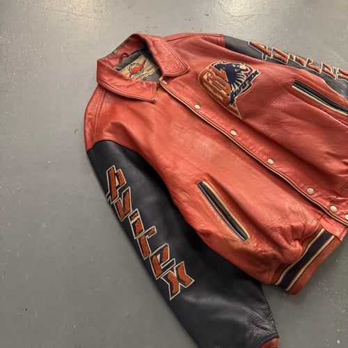 Image of 1990s Avirex “Blacklions” Leather Varsity Jacket, size XL