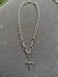 Image 5 of 🖤 ALT GOTH CHAINMAIL HEAVY DUTY BLACK & SILVER CROSS CHAIN 🖤