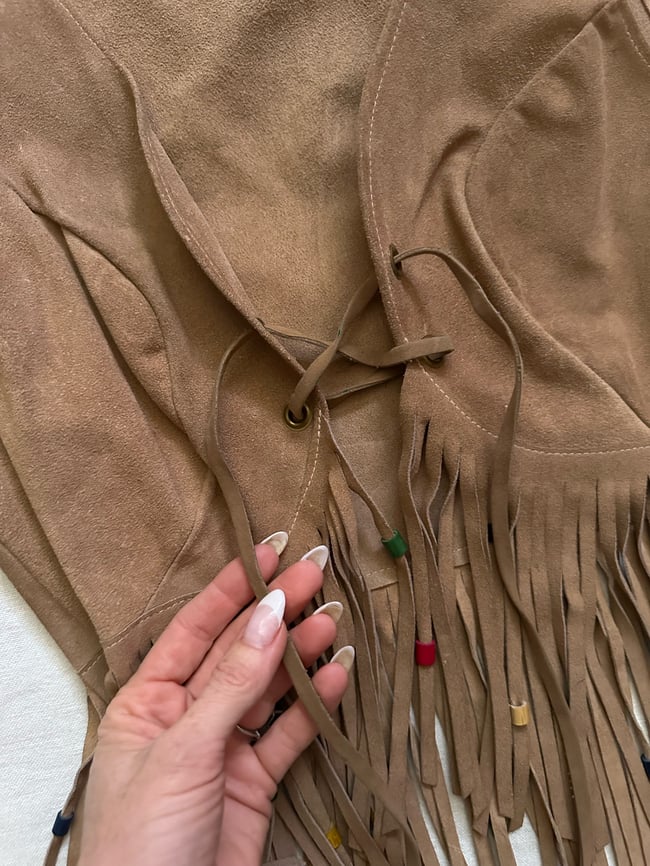 late 1960s  suede fringe lace up vest 