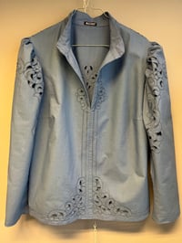 Image 5 of Blue puff sleeve shirt (l-xl)