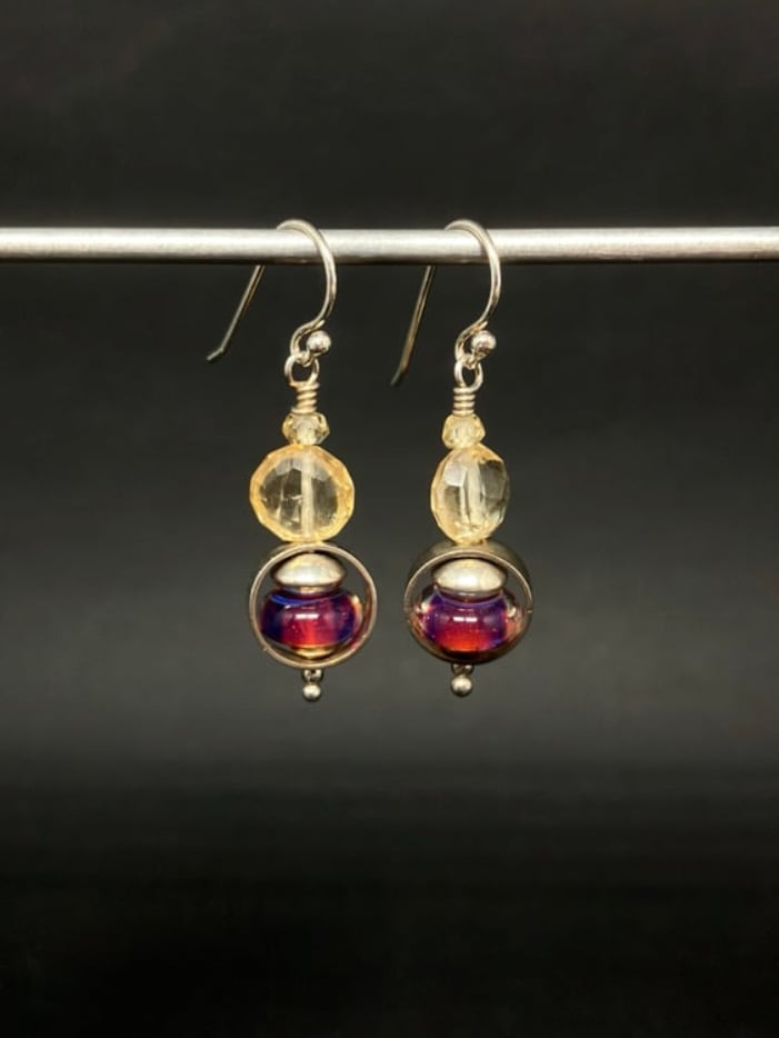 Small Silver Citrine Earrings
