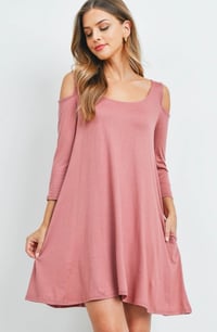 Image 2 of Everyday Cold Shoulder Short Sleeve Pocket Dress