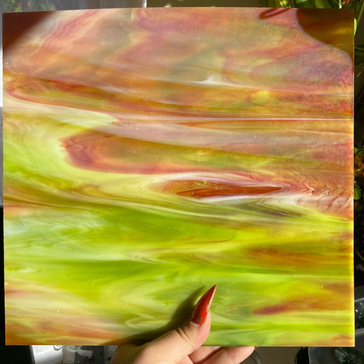 Image of SHEET GLASS - 11x10.5 Green Red Mix