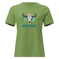 Image 5 of Women's Relaxed T-Shirt, Wild Soul Longhorn Skull tee