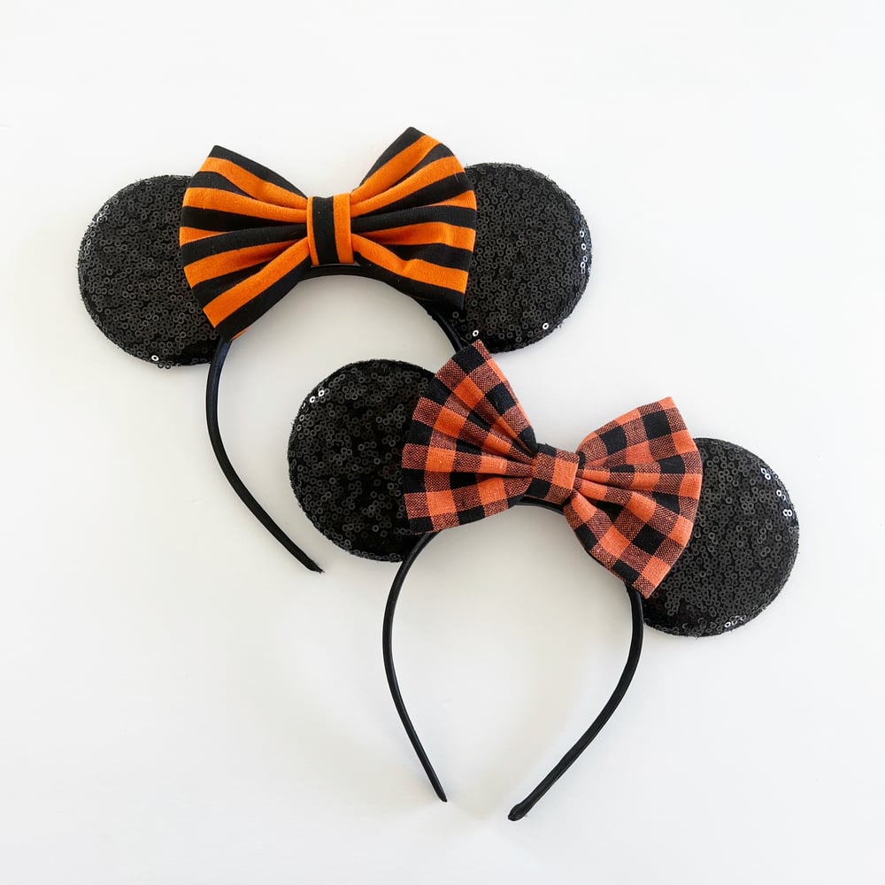 Image of Black and Orange Halloween Mouse Ears