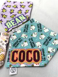 Image 3 of Halloween Personalised Bandanas / Witchy Frogs / Too Cute to Spook / Ghosts and Bats
