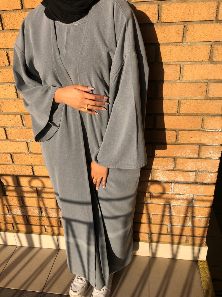 Image of HAWA GREY OPEN ABAYA ONLY