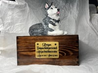 Image 12 of Custom Engraved Handpainted Siberian Husky Urn For Ashes Pet Portrait To Your Photos